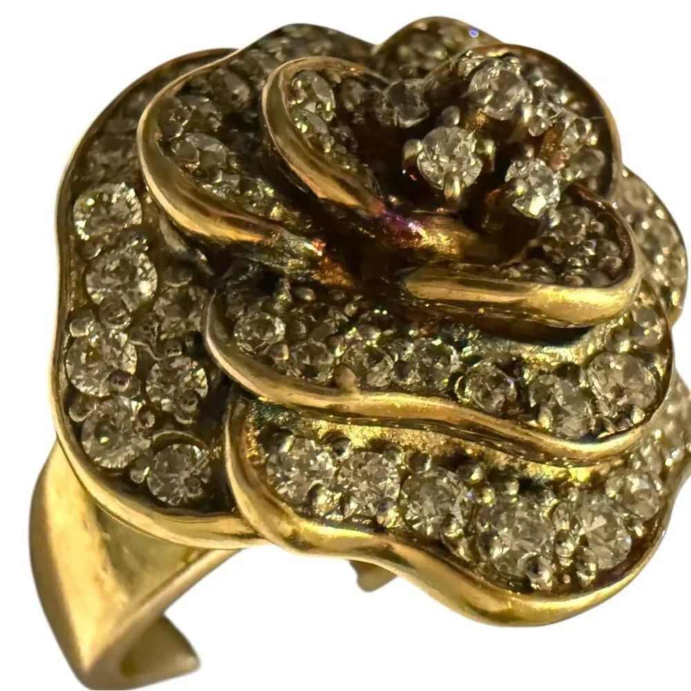 STATEMENT ROSE RING SWAROVSKI STYLE – SIZE 9 💎 - Picture 10 of 15